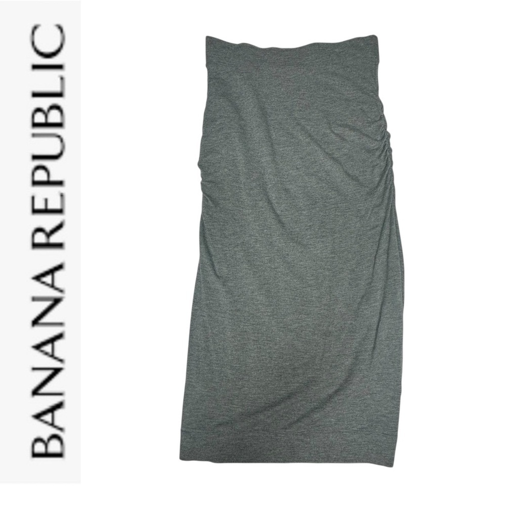 Banana Republic Side Ruched Jersey Stretchy Midi Skirt XS gray